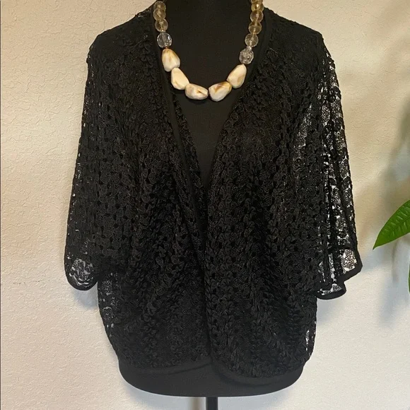 Lucy Diamonds Elegant Black Lace Cardigan - Picture 2 of 4